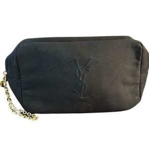 YSL Black Pouch with Gold wristlet Chain